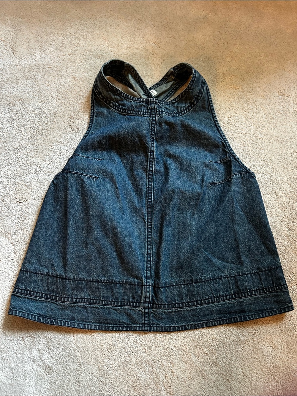 We The Free Dark Blue Denim Cross Back Tank